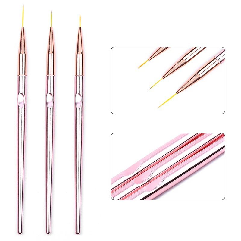 3PC ART BRUSH SET ROSE GOLD HANDLE