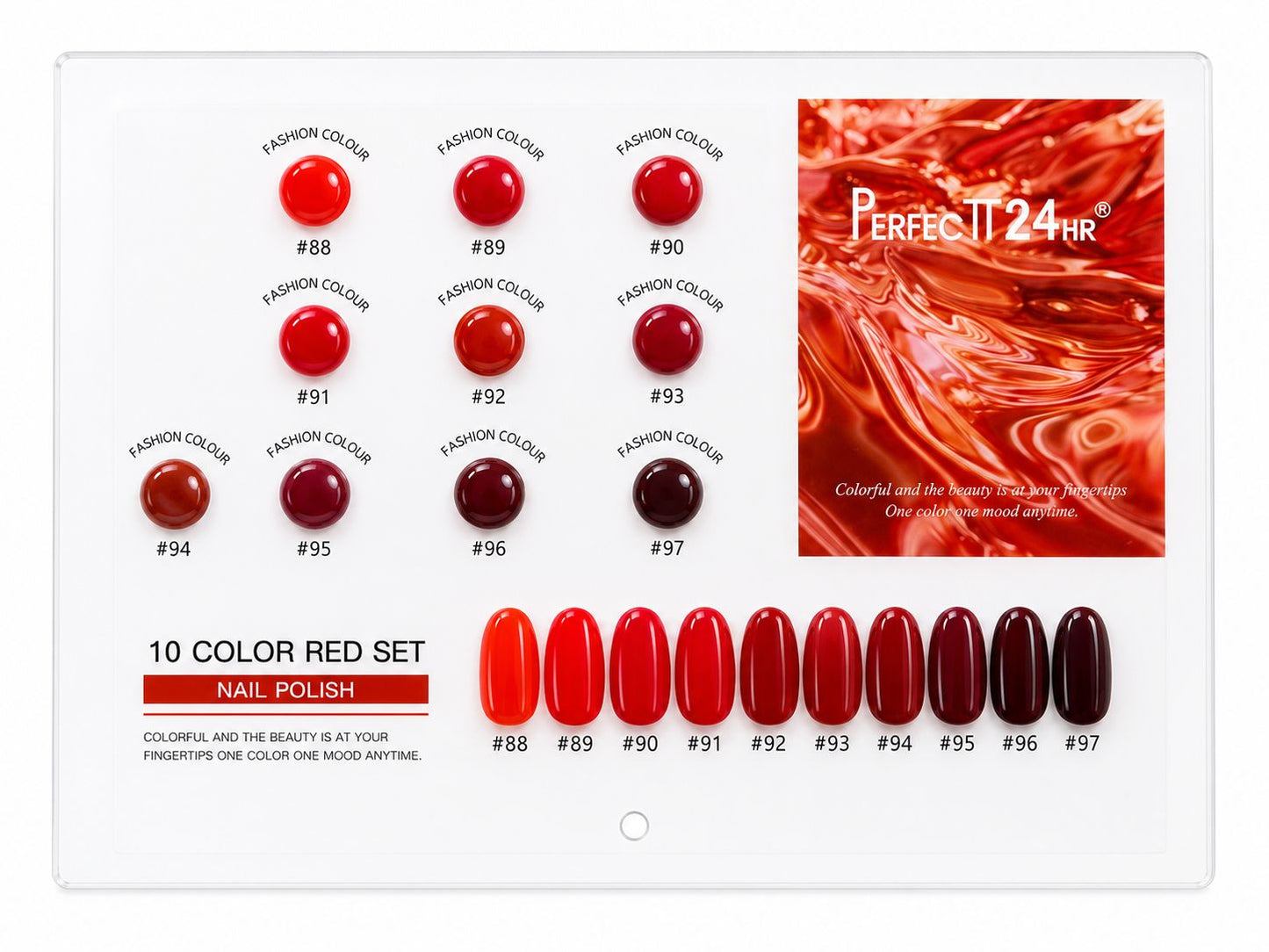 PERFECT 24HR RED FAMILY POLISH SET , 15ML - 10PCS - PREMIUM QUALITY