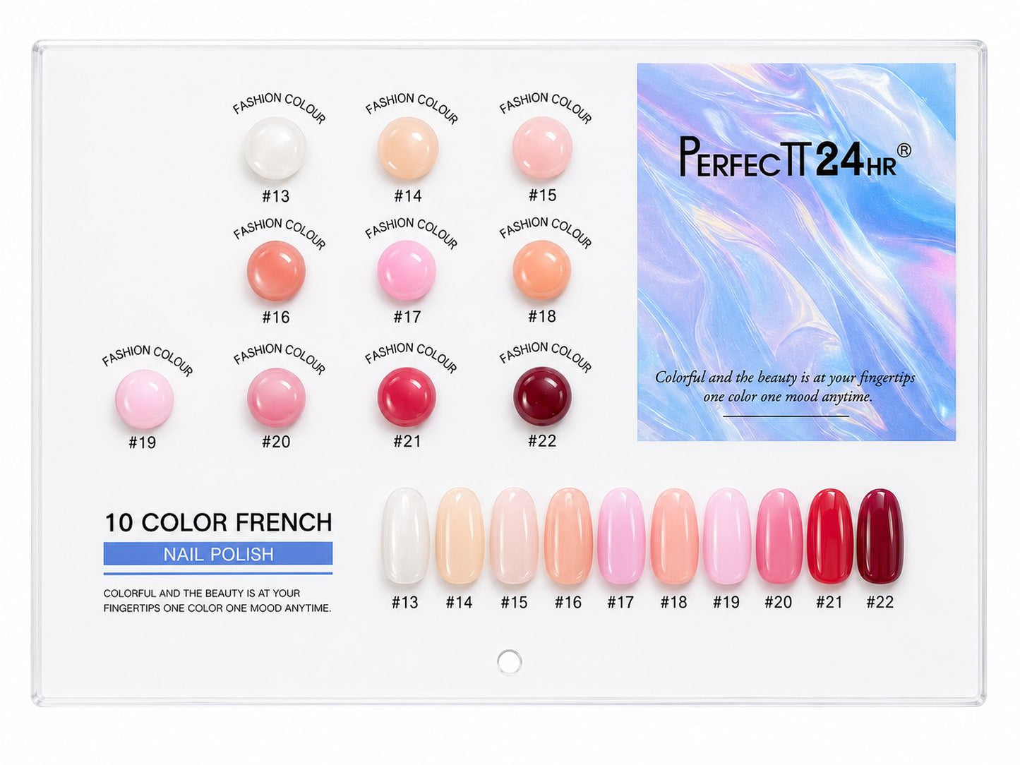 PERFECT 24HR FRENCH/BASE POLISH SET , 15ML - 10PCS - PREMIUM QUALITY