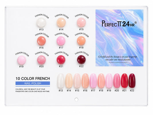 PERFECT 24HR FRENCH/BASE POLISH SET , 15ML - 10PCS - PREMIUM QUALITY