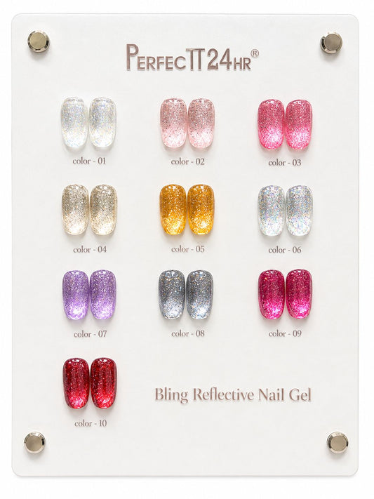 PERFECT 24HR REFLECTIVE GLITTER POLISH SET , 10PC - 15ML
