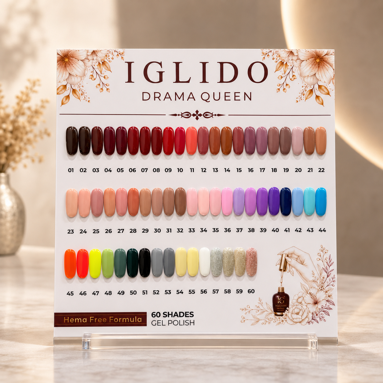 IGLIDO DRAMA QUEEN GEL POLISH SET , HEMA FREE - 60PC - 15ML