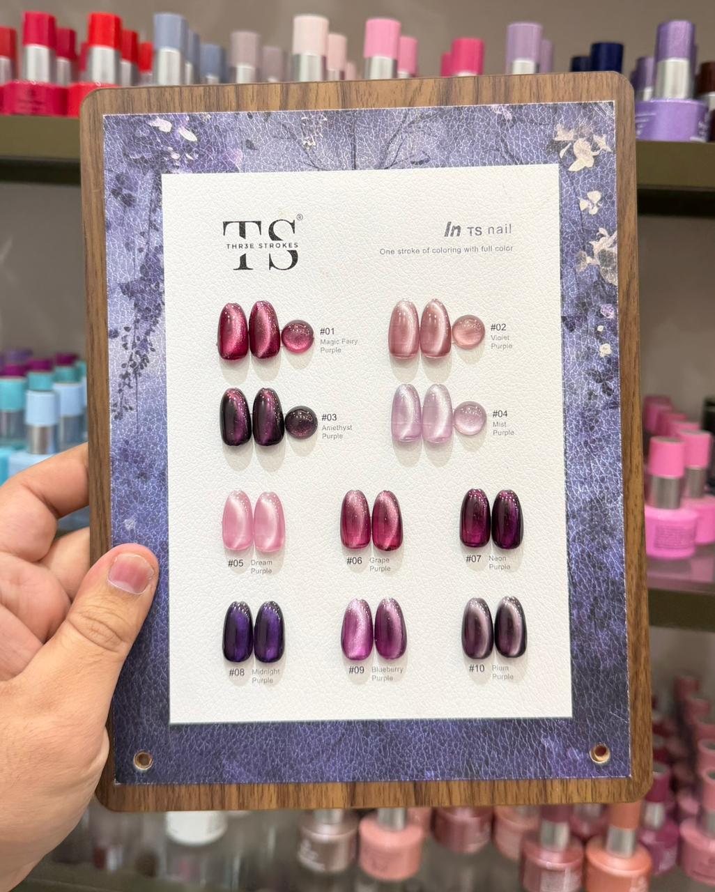 THREE STROKES 10PC PURPLE/VIOLET CATEYE GEL POLISH SET