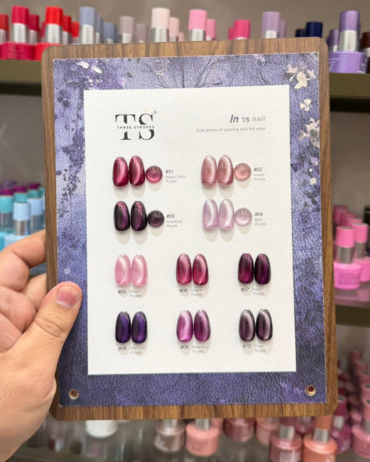 THREE STROKES 10PC PURPLE/VIOLET CATEYE GEL POLISH SET