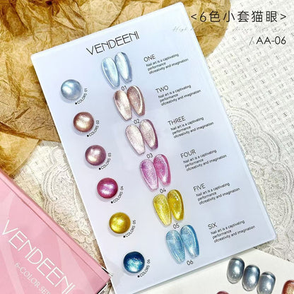 VENDEENI 6PC CATEYE SETS , 2 VARIETES - 15ML