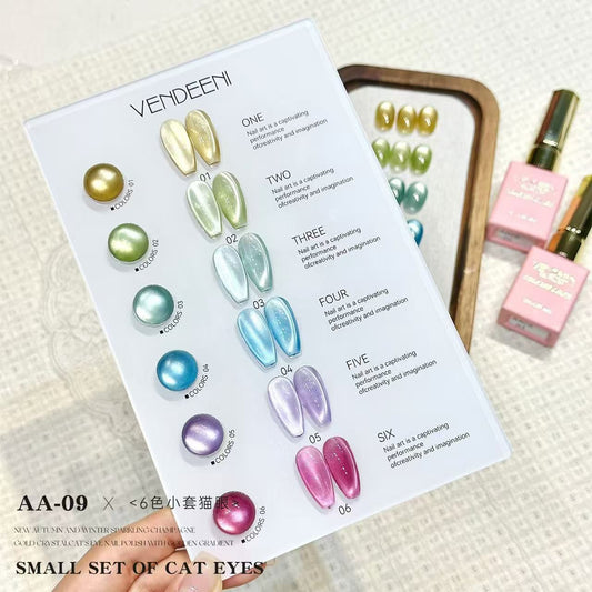 VENDEENI 6PC CATEYE SETS , 2 VARIETES - 15ML