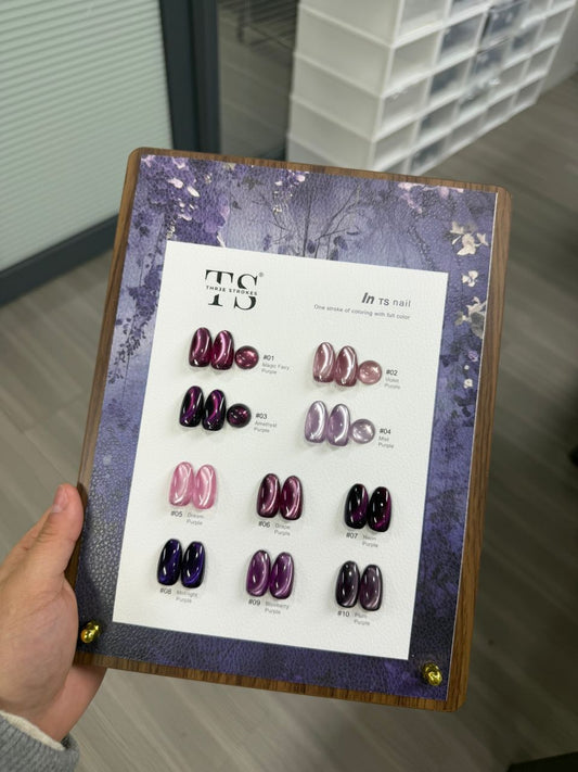 THREE STROKES 10PC PURPLE/VIOLET CATEYE GEL POLISH SET